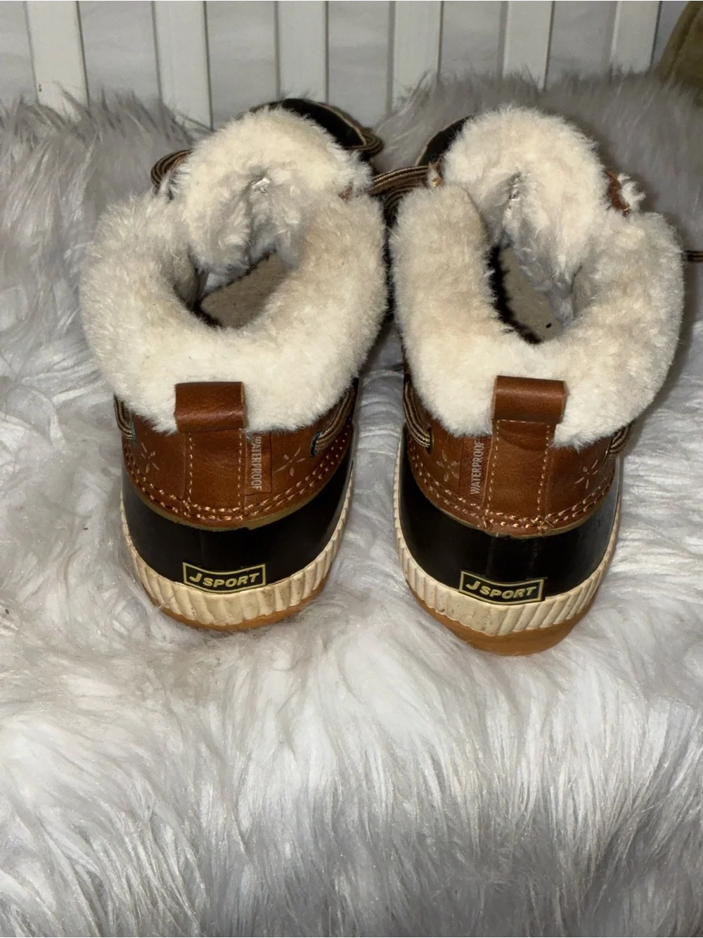 JSport by Jambu Women's Mary Rain Winter Duck Boots soft faux fur trim Sz 8
